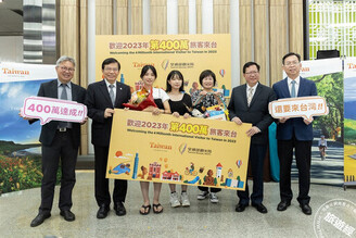 2023年第400萬名國際旅客來自韓國 一家三口來台，全數幸運抽中消費金5,000元