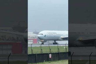 國泰航空 B777-300 起飛 天兔颱風Cathay Pacific B777-300 Takeoff CX431 B-HNM 2024.11.16