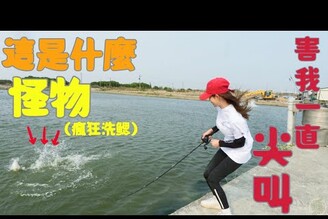 【釣魚日記】原來我們也有怪物池....如果你也喜歡水面系..那你一定會喜歡這一集米級金目鱸讓你拉爽爽......Taiwan girl fishing釣采蓁 Patti